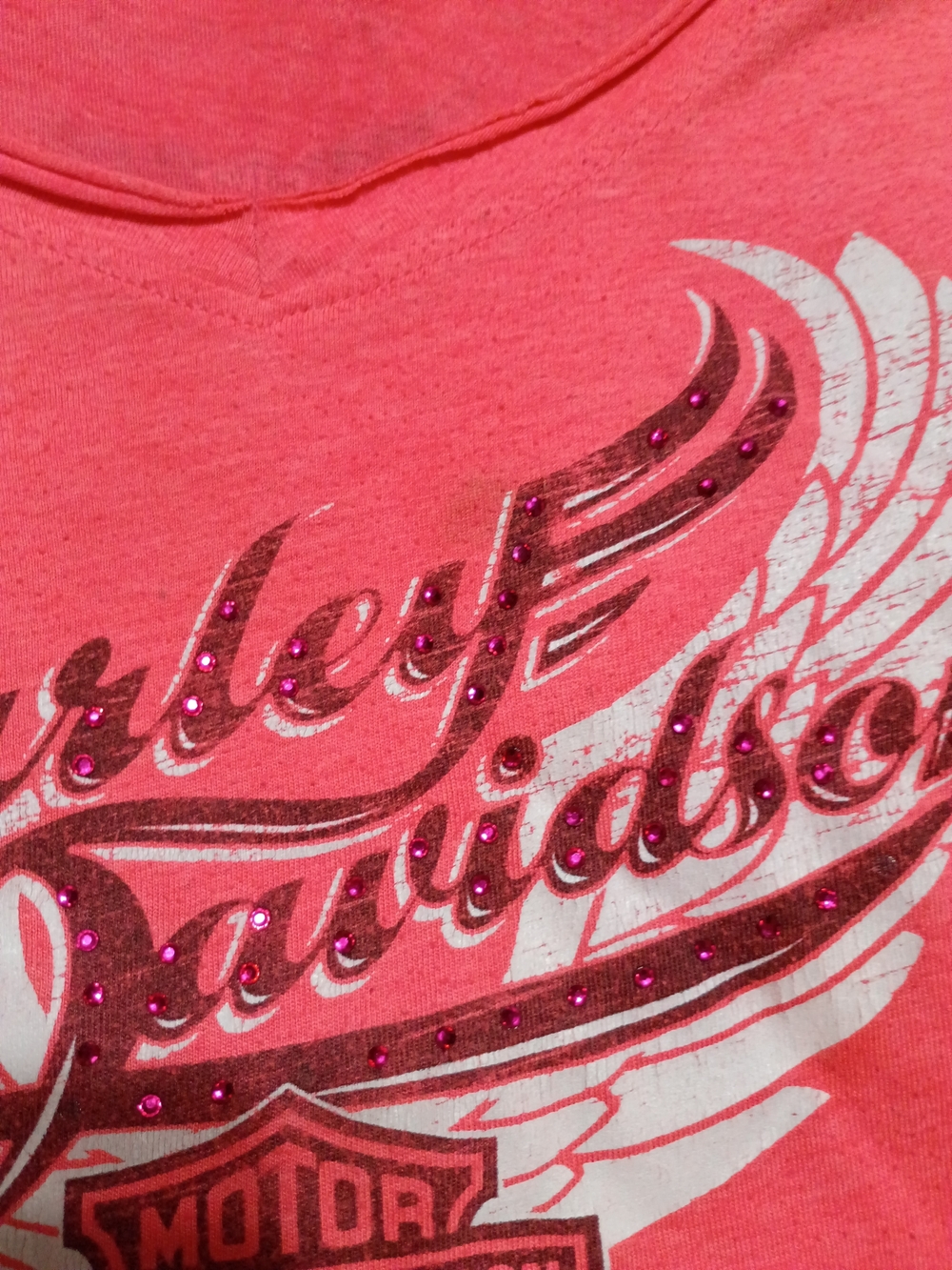 Harley-Davidson Pink Tee with Rhinestone Logo